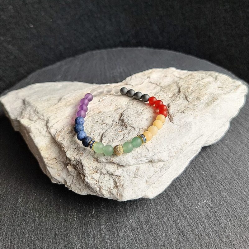 Bracelet 7 Chakras mat 925 Doré