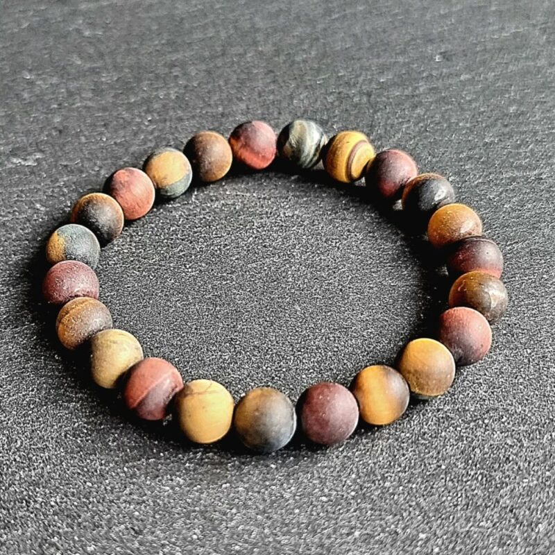 Bracelet Œil de Tigre avec Œil de Bœuf et Œil de Faucon mat