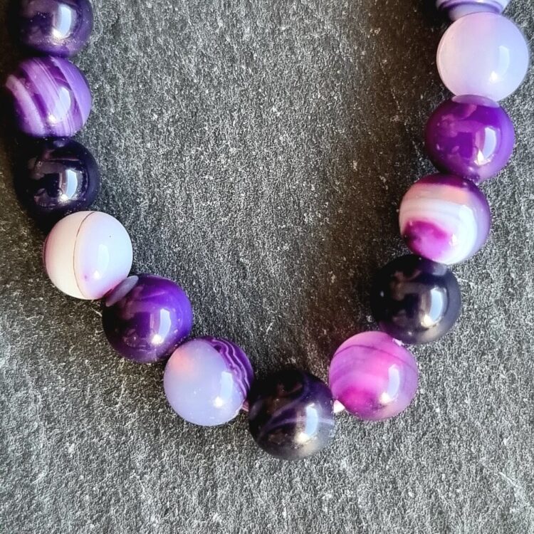 Bracelet Agate teintée Violette Brillante