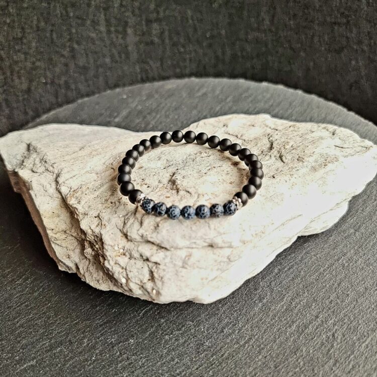 Armband Onyx matt mit Achat History Brillant