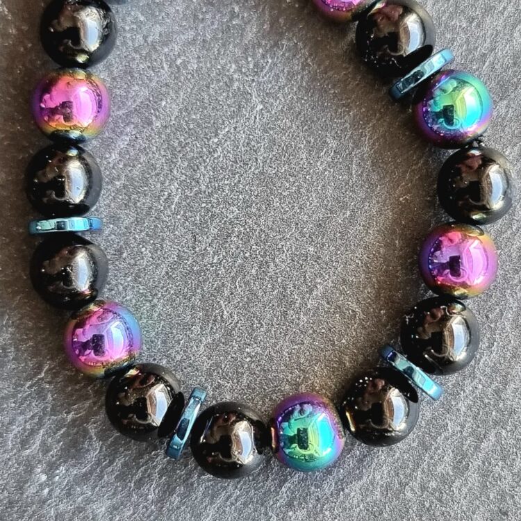 Armband Schwarzer Turmalin Brillant mit Hämatit Brillant