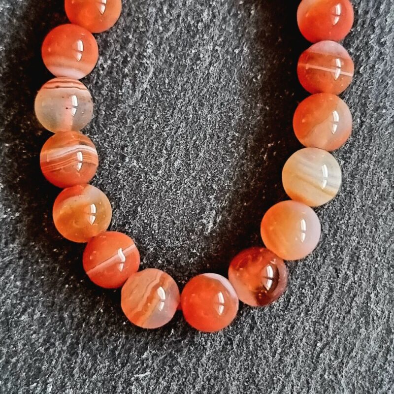 Bracelet Agate du Botswana Orange Brillante