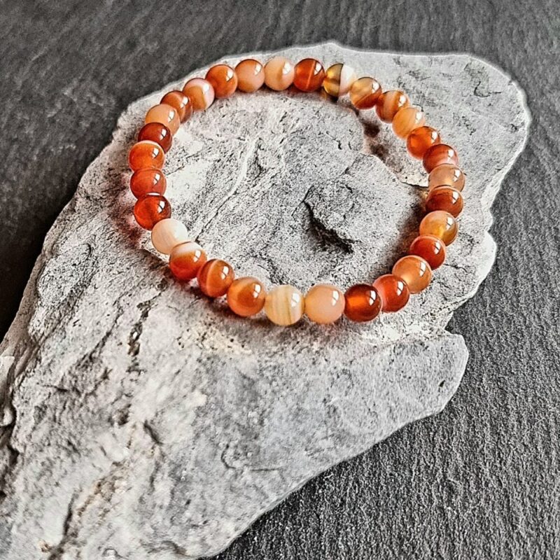 Bracelet Agate du Botswana Orange Brillante