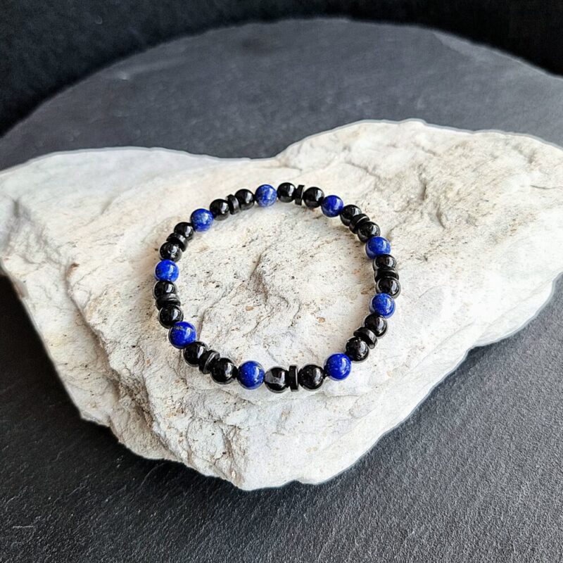 Bracelet Tourmaline Noir avec Lapis-Lazuli