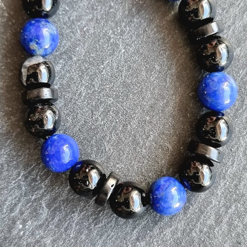 Bracelet Tourmaline Noir avec Lapis-Lazuli