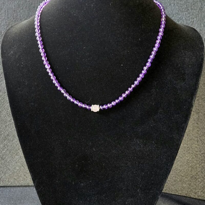 925 silver Amethyst necklace with Brilliant Pink Quartz